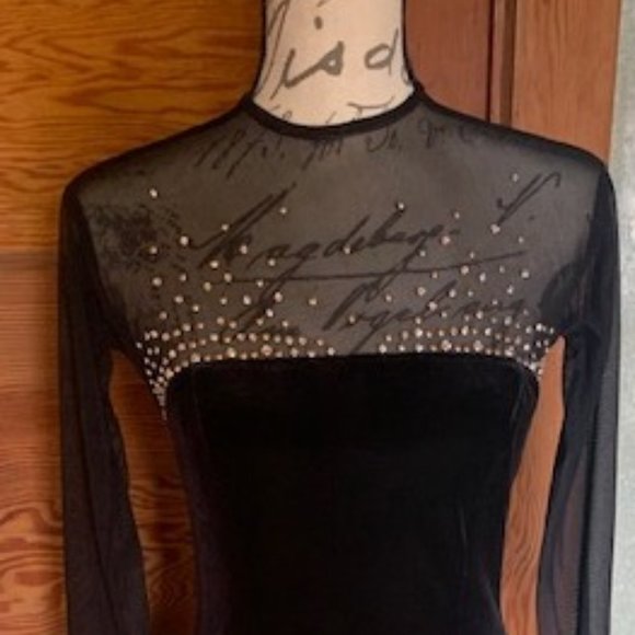 BLACK TADASHI COCKTAIL DRESS with mesh sleeves - Picture 8 of 8